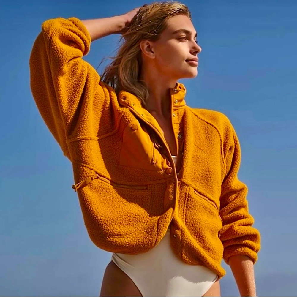 NWT Free People HIT THE SLOPES Fleece Jacket | Size SMALL | Burnt Orange